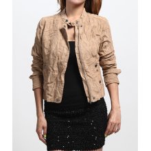 Mogan Stylish Suede Leather Biker Bomber Jacket Chic Casual Fitted Moto Blazer