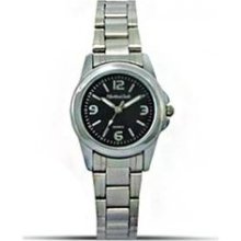 Montres Carlo Ladies Classic Quartz Black Dial Stainless Steel Br ...