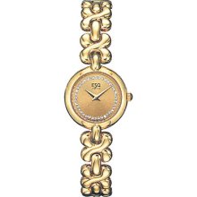 Movado Esq $190 Womens Gold-tone Ss Swiss Watch, Cmp Dial, Crystals 07100511