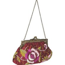 Moyna Handbags Embroidered Evening Bag Wine