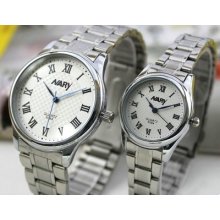 Nary Delicate Stainless Steel Watch Roman Number Quartz Watch White Dial