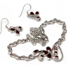 Ne109c 29g Garnet 925 Sterling Silver Necklace With Earrings Jewelry