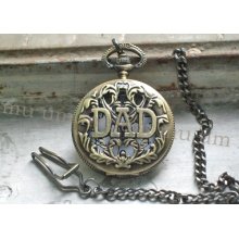 Necklace Pendant Bronze Dad Pocket Watch Quartz Gift Chain Cheap Wp106