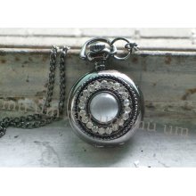 Necklace Pendant New Crystal Mini Pocket Watch Quartz Gift Chain Wp087