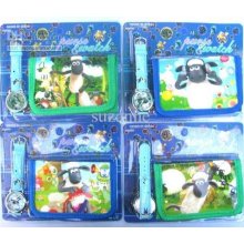 New 10 Pc Cute Shaun The Sheep Children Watches And Wallet Sets (10