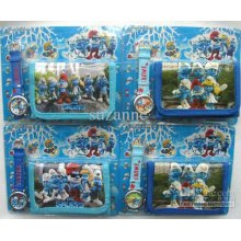 New 10 Sets Popular Cute The Smurfs Cartoon Fashion Watches And Wall