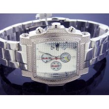 New! Aqua Master Large SQUARE 20 Diamonds SS Watch