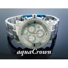 NEW AQUA MASTER ONE ROW 3.00CT DIAMOND WATCH M-O-P FACE