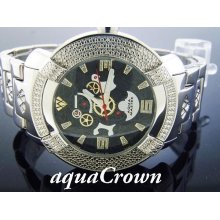 New! Aqua Master Round 20 Diamonds Watch Black Face