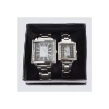 New Bright White Stainless Steel Diamond Couple Quartz Wrist Watches