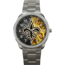 New Orleans Saints Unisex Silver-Tone Sports Metal Watch 10