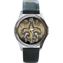 New Orleans Saints Unisex Silver-Tone Round Metal Watch 01