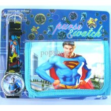 New. Wholesale 40 Pcs Cartoon Superman Watches And 40 Pcs Wallet Set