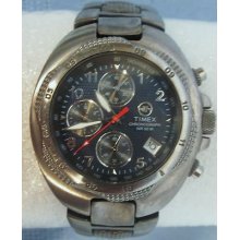 Nice Used Men's Charcoal Steel Timex E Chronograph Watch -running-