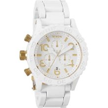 Nixon A0371035 Men's 42-20 Tide Gold Accents White Ion Plated