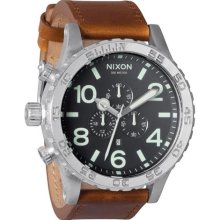 Nixon Chronograph Brown Leather Mens Watch A1241037