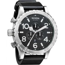 Nixon Men's '51-30' Black Leather Chronograph Watch (Black)