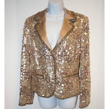 Nwt$8500 Escada Women's Gold Sequin Jacket Blazer 42 12 Silk Lined