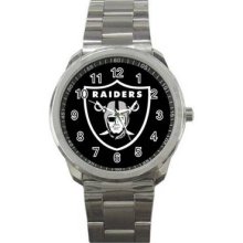 Oakland Raiders Unisex Silver-Tone Sports Metal Watch 04