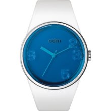 Odm Blink Unisex Quartz Watch With Blue Dial Analogue Display And White Silicone Strap Dd131-04