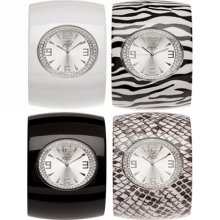 Off Park Collection, White, Black, Zebra Print And Snake Print Watch S