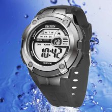 Ohsen Led Light Mens Boys Waterproof Quartz Sport Black Wrist Watch