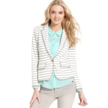 Olive Oak Jacket, Long-Sleeve Striped Blazer