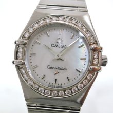 Omega Constellation Diamond Bezel Wristwatch SS Shell Ladies