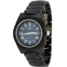 Oniss On7701-l Unisex Oversized Crystal Index Mop Dial Black Ceramic Watch