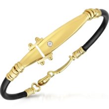 Orlando Orlandini Designer Bracelets, Diamond 18K Gold and Rubber Bracelet