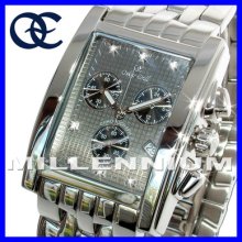 Oskar Emil Mens Steel Diamond Chronograph Bling Watch