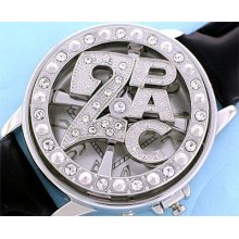 Pac Bling Silver Hip Hop Mens Crystal Spinner Watch