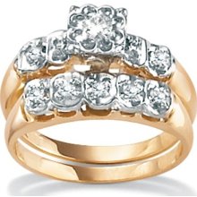 Palm Beach Jewelry 10k Gold Full Diamond Wedding Set