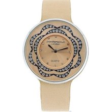 Pandemonium London Cz Design Beige Strap Ladies Fashion Watch Pl116