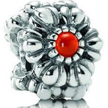 Pandora Silver Birthday Blooms July Carnelian 790580car