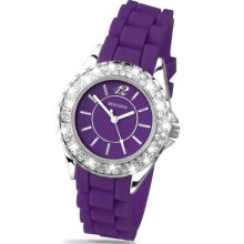 Party Time By Sekonda Ladies Purple Silicon Strap Watch With Crystals 4449