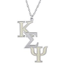 Personalized Diagonal Fraternity Pendant in Sterling Silver (3 Symbols) family jewelry