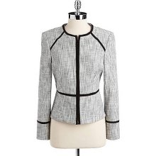 Petite Tweed Front-Zip Jacket