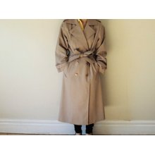 Petite Womens Trench Coat // Camel Beige // Tie-front