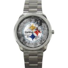 Pittsburgh Steelers Unisex Silver-Tone Sports Metal Watch 01