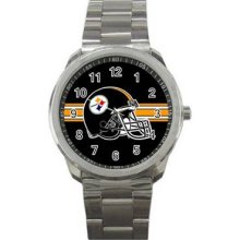 Pittsburgh Steelers Unisex Silver-Tone Sports Metal Watch 13