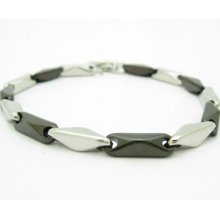 Platinum Black Pvd Stainless Steel Unique Hand Made Link Bracelet Bridal Gift