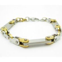 Platinum Gold Pvd Stainless Steel Unique Design Solid Link Bracelet Bridal Gift