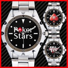 Poker Stars Stainless Steel Rotating Bezel Wrist Watch