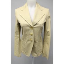 Prada Beige Cotton Button Up Notched Collar Blazer Jacket Size It. 40