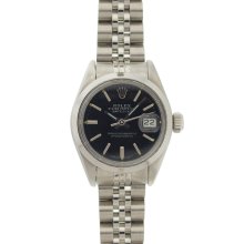 Pre-owned Rolex Women's Datejust Stainless Steel Black Dial Watch (Stainless steel 26mm, black dial)