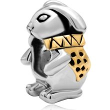 Pugster 22k Gold Cute Rabbit Animal Easter Day Bead Charm Fits Pugster Bracelet