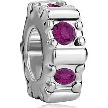 Pugster February Birthstone Amethyst Purple Crystal Spacer Wheel Beads Charms Bracelets