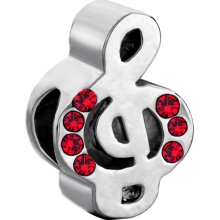 Pugster Music Note July Birthstone Siam Crystal Silver Charms