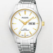 Pulsar Pxn203x Men's Dress Stainless Steel Band White Dial Watch